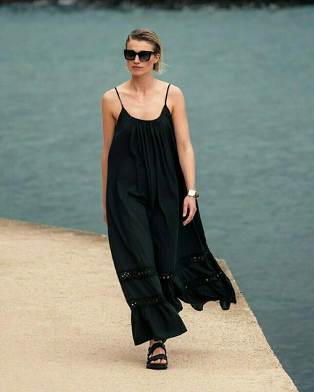 Mexx A-line broidery spaghetti dress Black Noir | 81CZOQXSF
