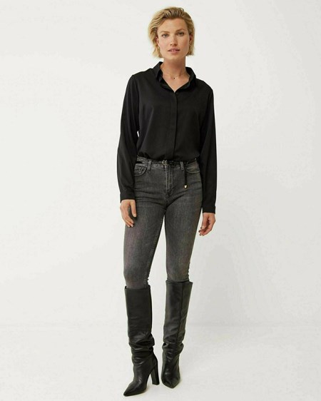 Mexx Basic longsleeve blouse Black Noir | 64SJEDZHG