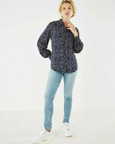 Mexx Basic printed blouse Navy Bleu | 47USOVNEI