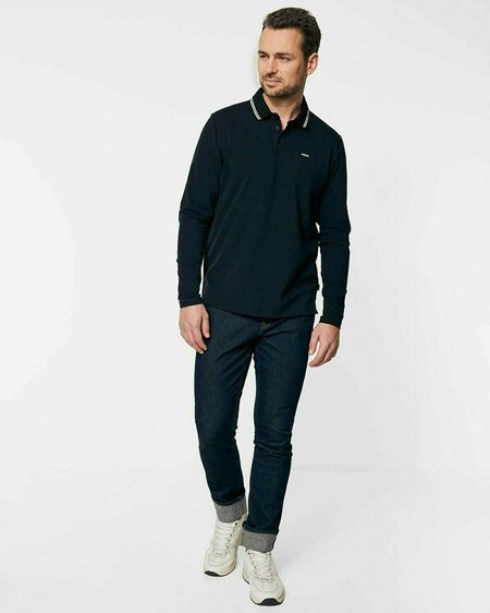 Mexx Brushed jersey polo LS Black Noir | 07TKUJWDE