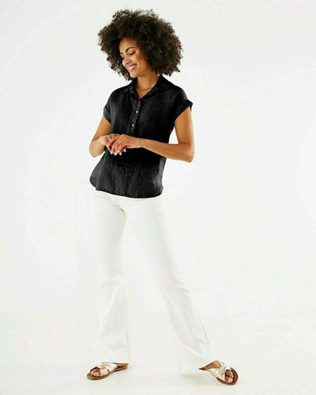 Mexx Capsleeve linen blouse Black Noir | 07ICZSHXV