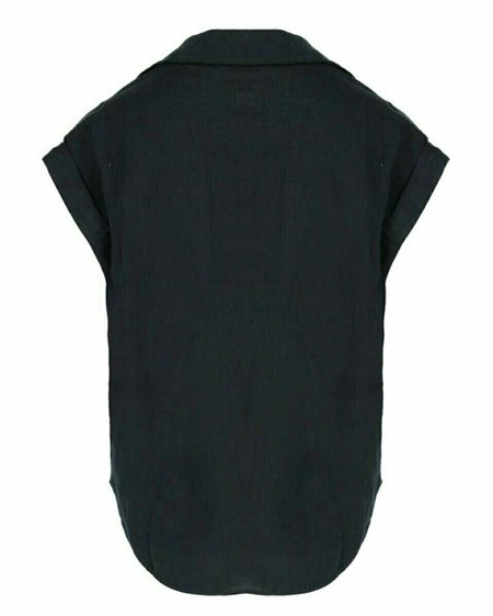 Mexx Capsleeve linen blouse Navy Bleu | 83KHMSDPF