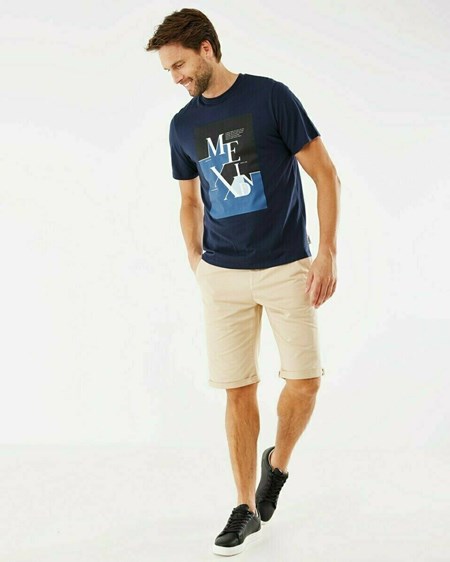 Mexx Chest print t-shirt Navy Bleu | 72BARNJHV