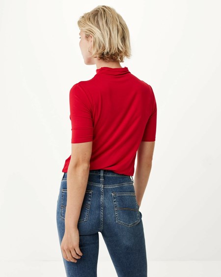 Mexx Corta sleeve mock neck t-shirt Red Rouge | 87ONBEAGZ