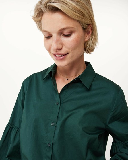 Mexx Coton blouse puff sleeve Dark Green Vert | 27BJVDLKO