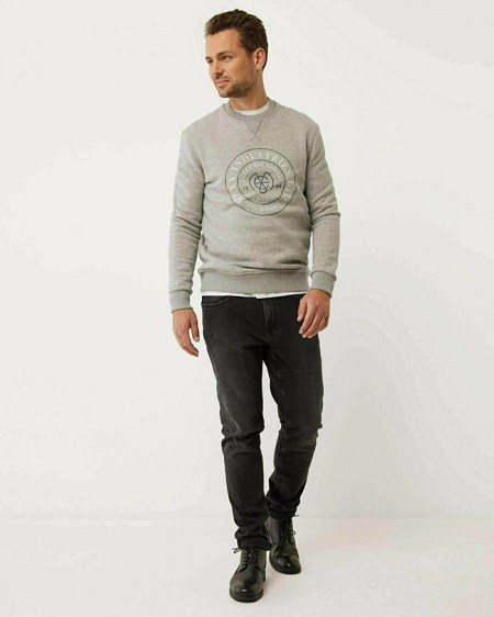 Mexx Crew neck sweatshirt with print Grey Melee Grise | 89XWVZDKN