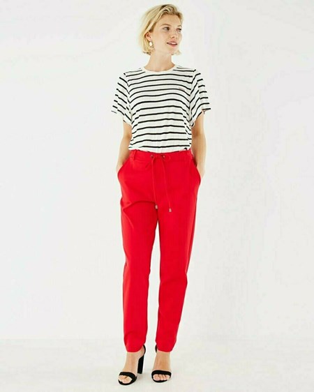 Mexx Fluttersleeve striped crewneck tee Off white Blanche | 79BFYSEAN