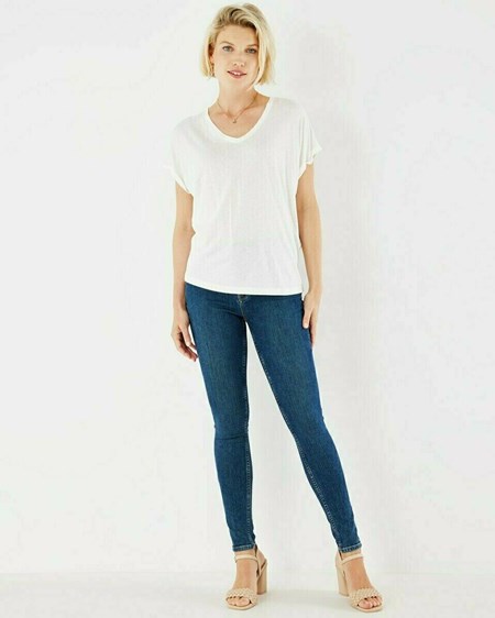 Mexx Foil coated v-neck tee Off white Blanche | 43VRJXGDH