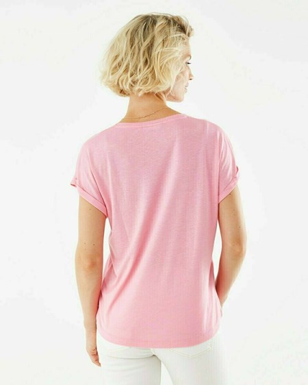 Mexx Foil coated v-neck tee Pink Rose | 73LGFMHIO