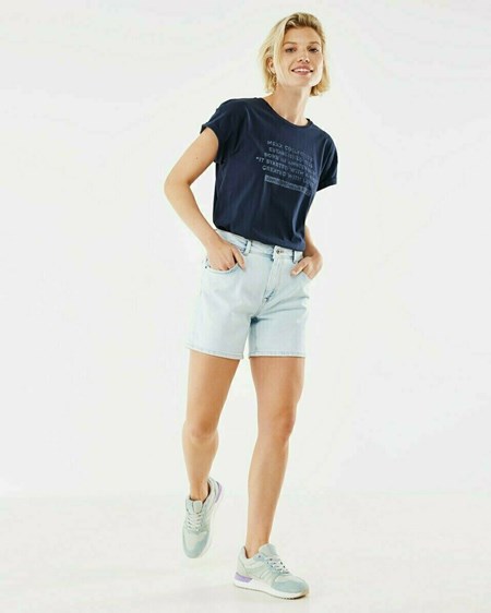 Mexx INA SHORT Mid waist/ Relaxed leg jeans Light Stone Bleu | 72DXCTVIU