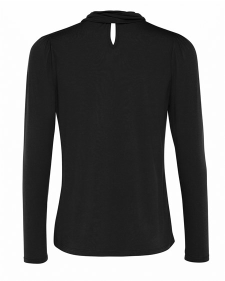 Mexx Long sleeve bowtie turtle neck t-shirt Black Noir | 67WKVJFSP