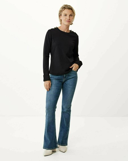 Mexx Longsleeve top with buttons on shoulders Black Noir | 89RJOCAZS