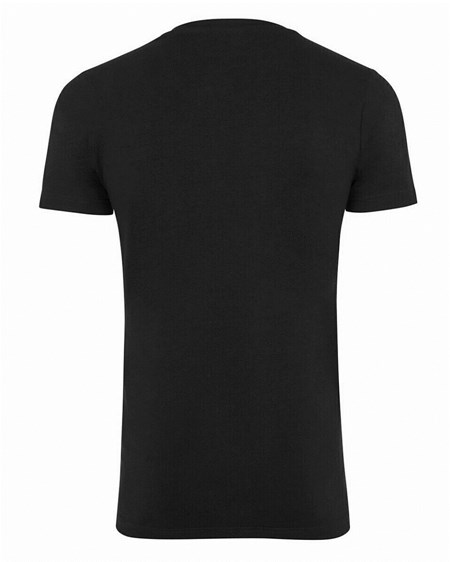 Mexx Men T-Shirt V-Neck Rubber Patch Black Noir | 57WNHTBVU