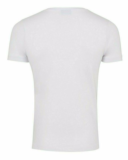 Mexx Men T-Shirt V-Neck Rubber Patch White Blanche | 41NQLZUAI