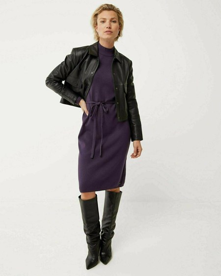Mexx Mock neck knitted dress Dark Purple Violette | 41HEZWRAU