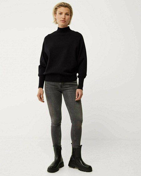 Mexx Mock neck knitted pullover Black Noir | 07CYZRTQE