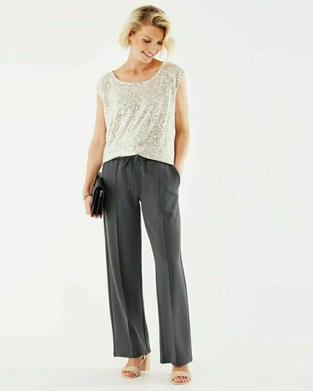 Mexx Modal wide leg pants Dark Grey Grise | 61RVOAJGW