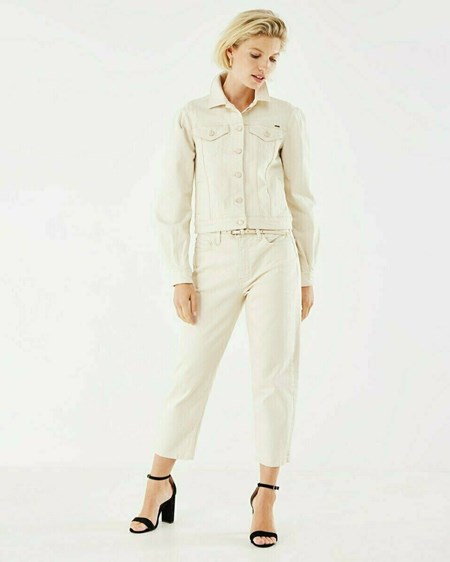 Mexx NELLY Puff sleeve denim jacket Ecru Blanche | 59IGDMYRZ