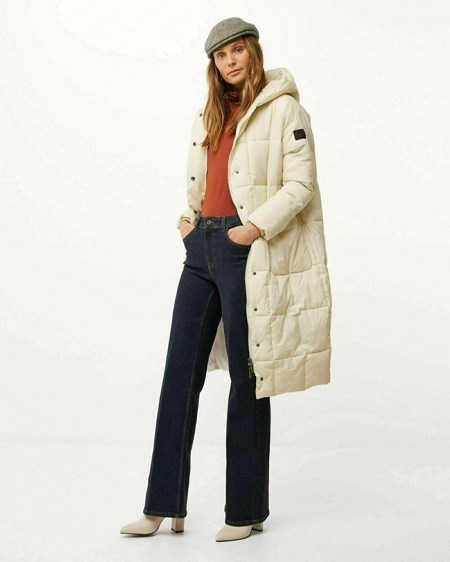 Mexx Oversized hooded padded jacket Ecru Beige | 90RQGMKVZ