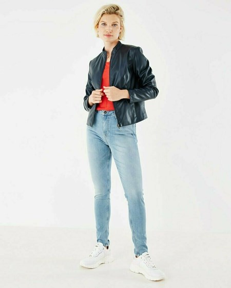 Mexx PU jacket zipper Navy Bleu | 59WUAPDFN