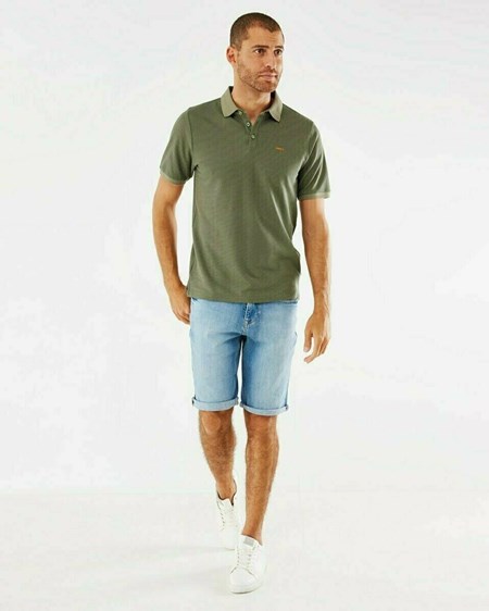 Mexx Printed pique polo Army Green Vert | 62IUOJSDY