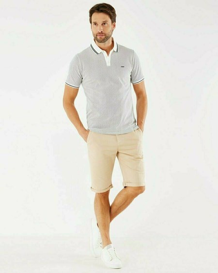 Mexx Printed pique polo Off White Blanche | 81YSXHVNG