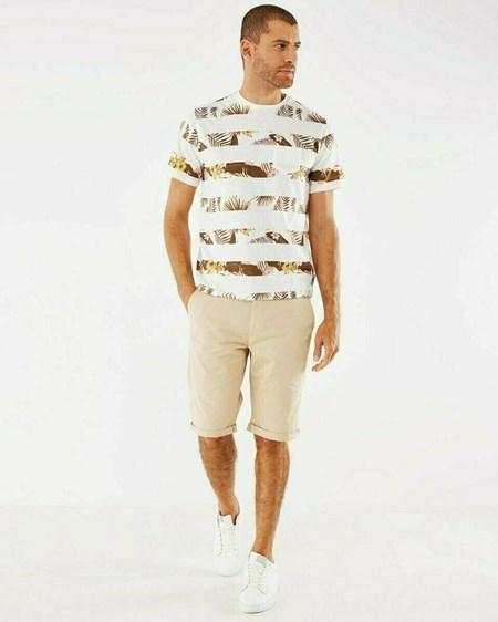 Mexx Printed slub t-shirt Off white Blanche | 60CWVUGTB