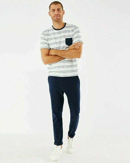Mexx Printed stripe t-shirt Navy Bleu | 93HQNDYXR