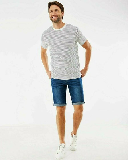 Mexx Printed stripe t-shirt Off white Blanche | 73MTIWXPY