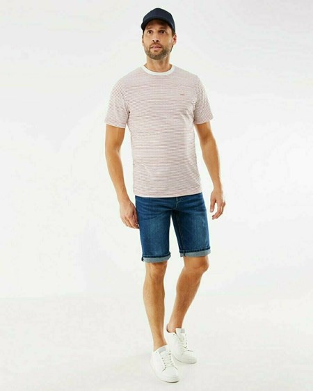 Mexx Printed stripe t-shirt Red Blanche | 10CDNBJQI