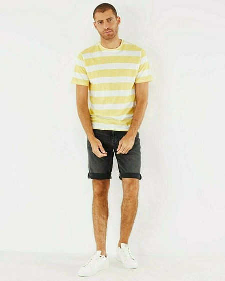 Mexx Printed stripe t-shirt Yellow Jaune | 85IVBNQEG