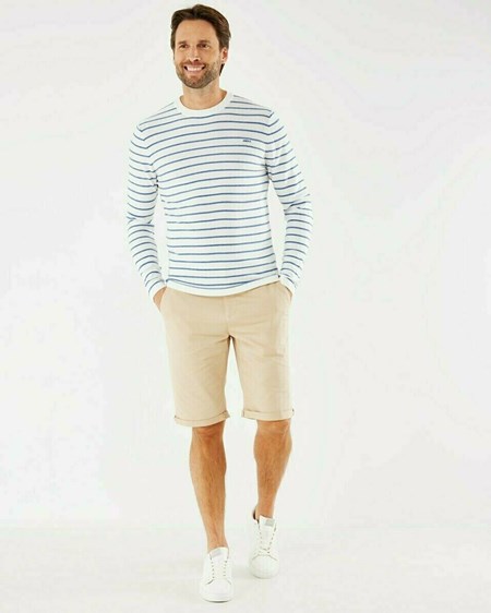 Mexx Rayé crew neck sweater Off white Blanche | 38OUSXCMW