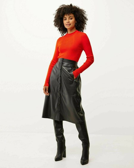 Mexx Ribknit turtleneck pullover Bright Orange Orange | 52RPZNSGJ