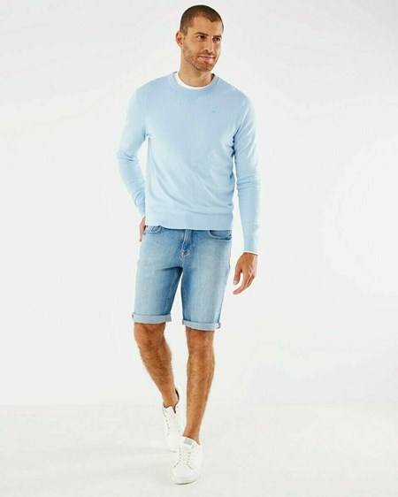 Mexx STEVE SHORT Mid waist/ Regular leg denim Light Stone Bleu | 18TWSCGNZ