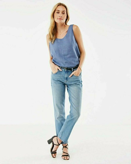 Mexx Sans Manches linen top Chalk Blue Bleu | 95MIJYTAW