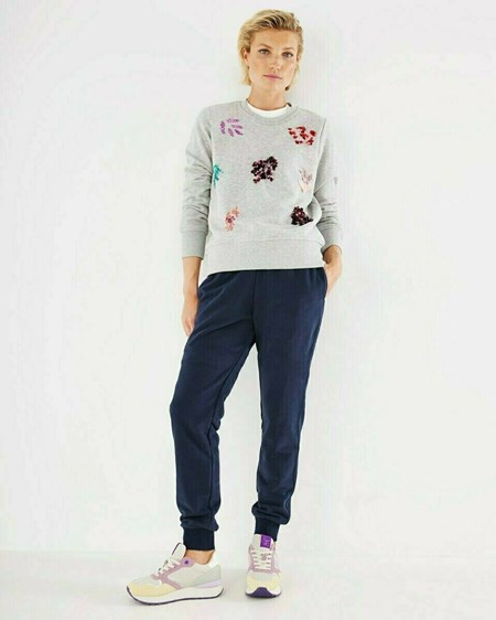 Mexx Sequins crewneck sweater Grey Melee Grise | 64LQEGPVF