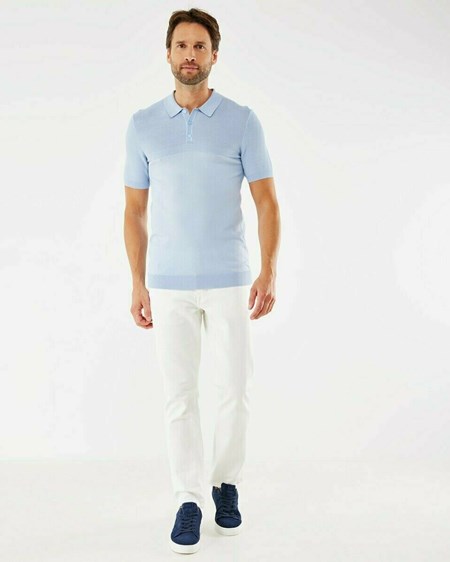 Mexx Structure knit polo Light Blue Bleu | 36GLJNSRV