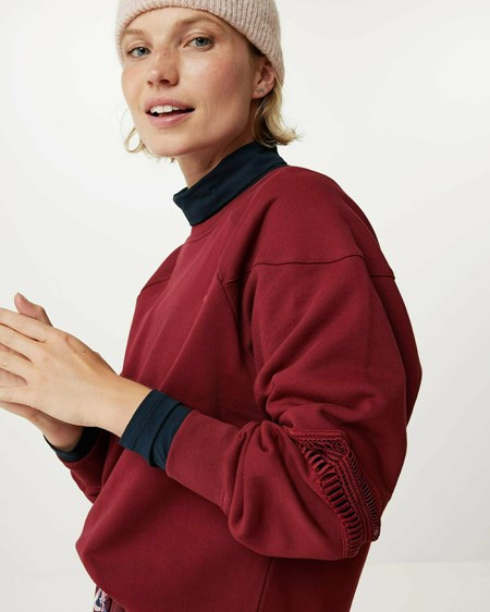 Mexx Sweat with lace details at sleeves Dark Red Rouge | 47XRLDNBT