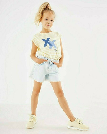 Mexx TINA SHORT Mid waist/ Regular leg denim Light Stone Bleu | 83JMCSAIE