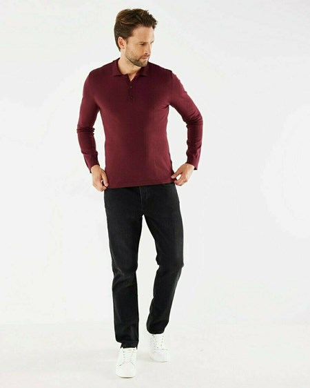 Mexx TYLOR Polo LS Bordeaux Red Rouge | 03QEJWSFY